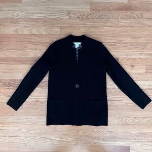 H by Halston Black sweater cardigan with houndstooth lining Small